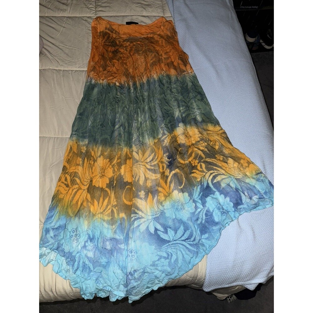 S.R. Fashion Free Size Rayon Sleeveless Dress floral multicolor